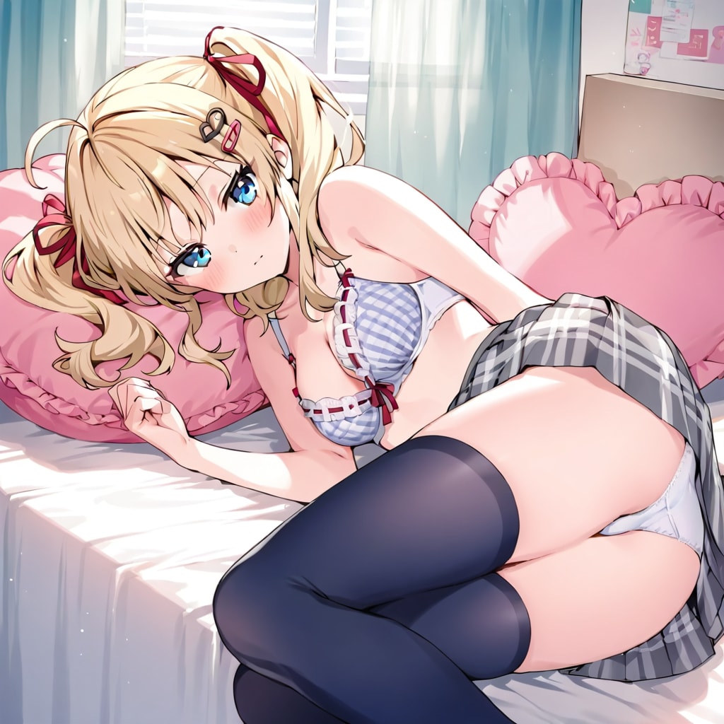 ベッドでお尻突き出し