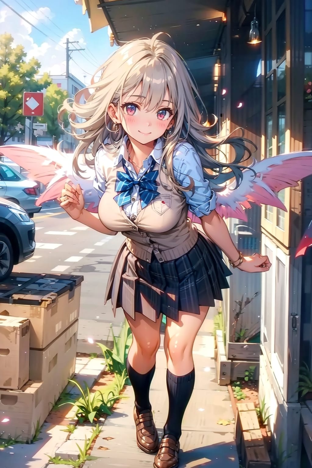 ピンクのカーディガン