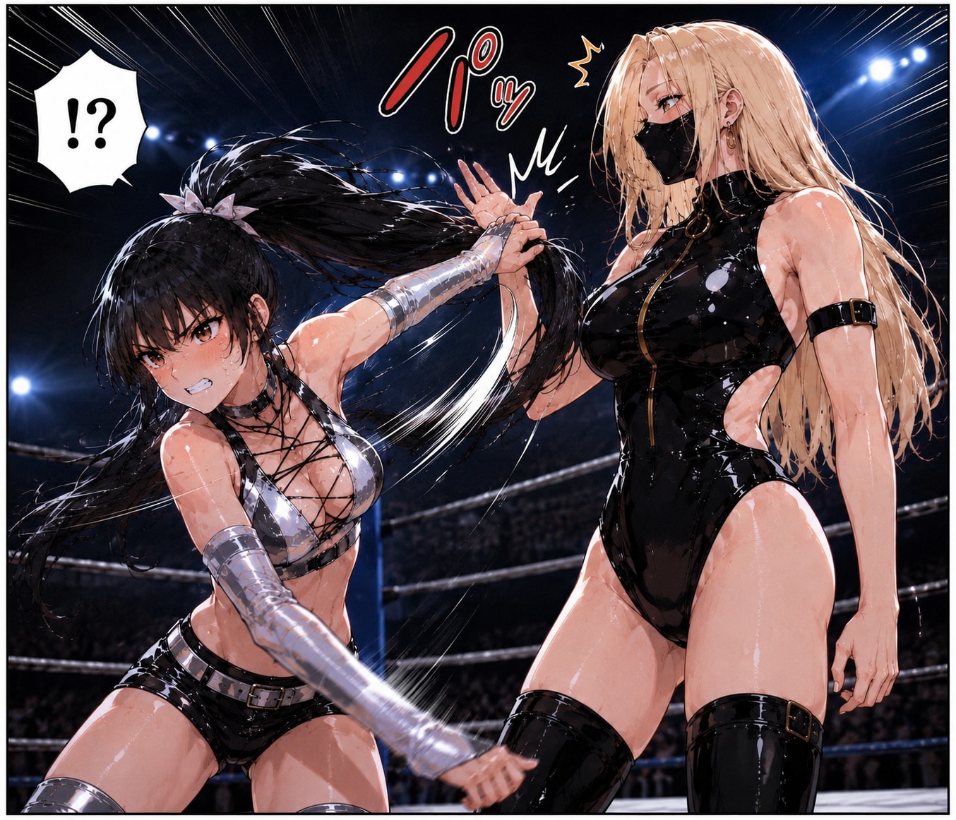 ②ツインテール(が)最強レスラーちゃんVS黒レザーお姉さんレスラーちゃん！