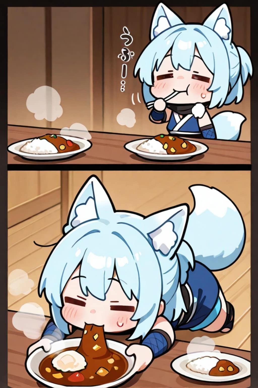 カレーを食べる青髪ちゃん