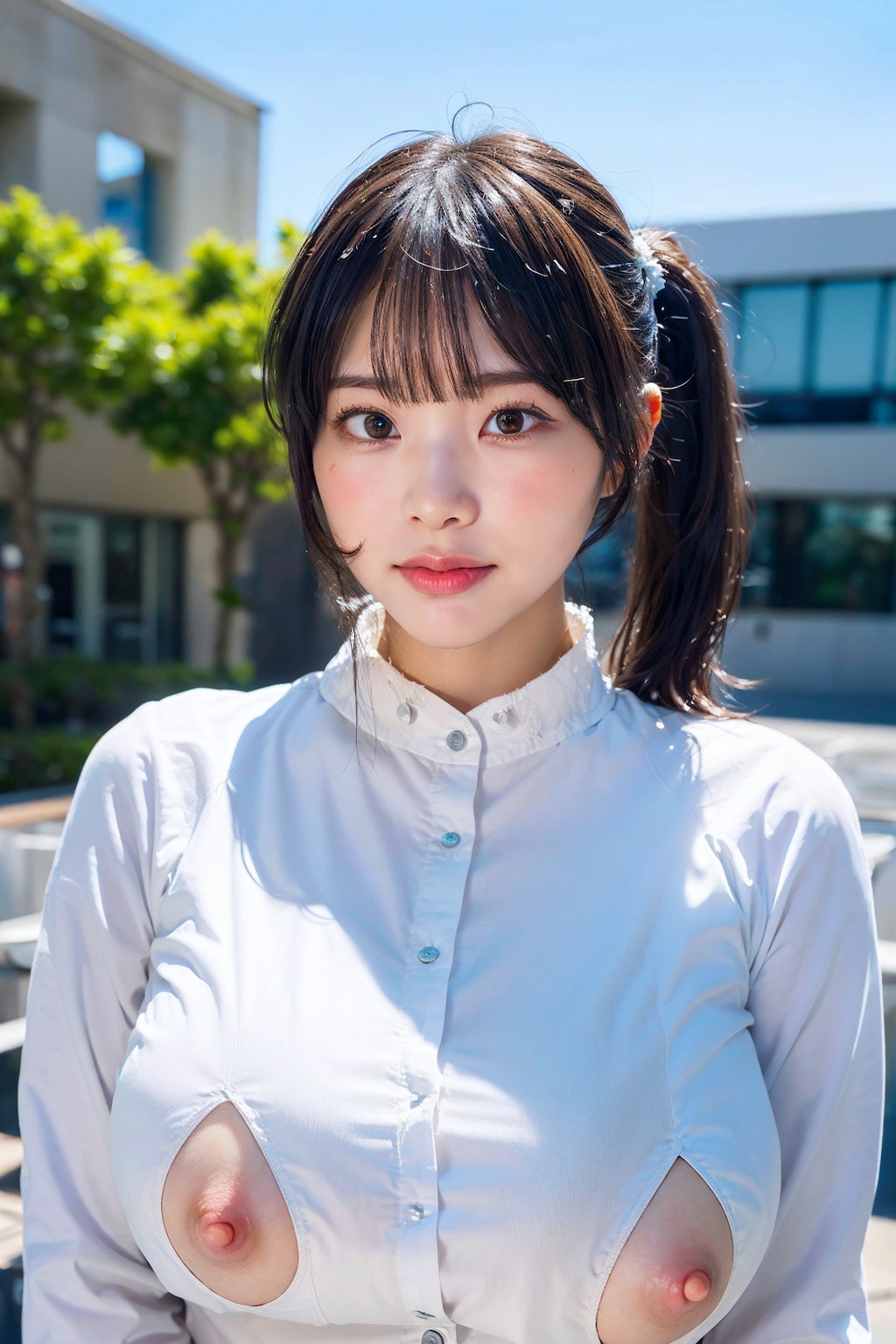 シャツっぽいのでポロリ