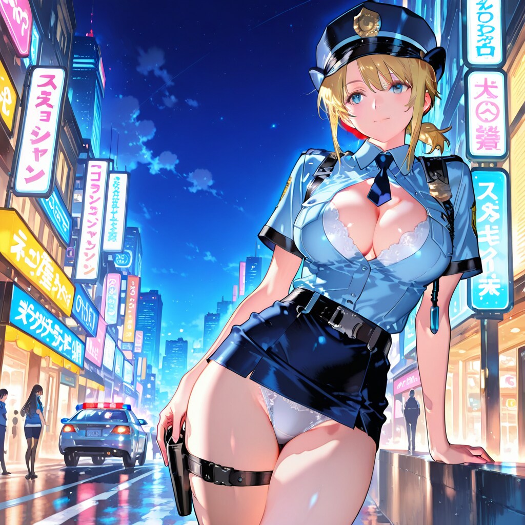 夜の繁華街にいるヘンタイをあぶり出しに出動するスーパーミニスカポリスさん！