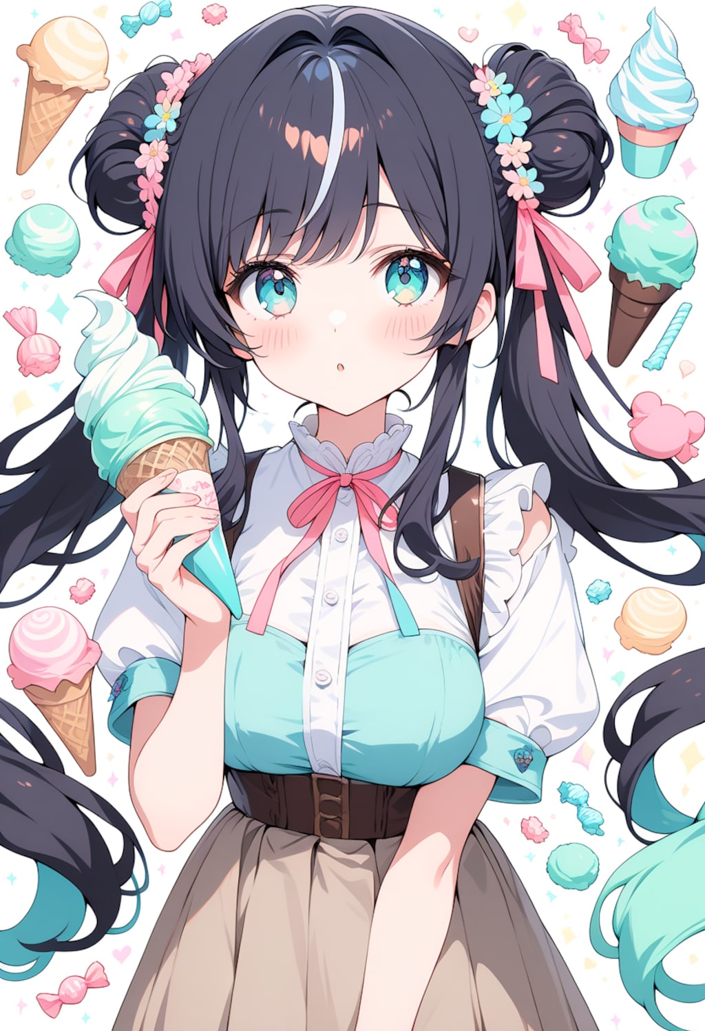 うちの子たちとひんやりアイス