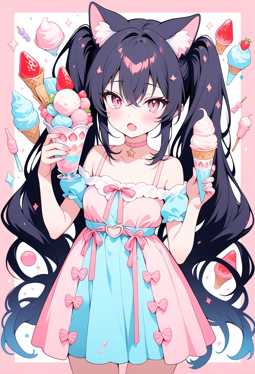 うちの子たちとひんやりアイス | の人気AIイラスト・グラビア