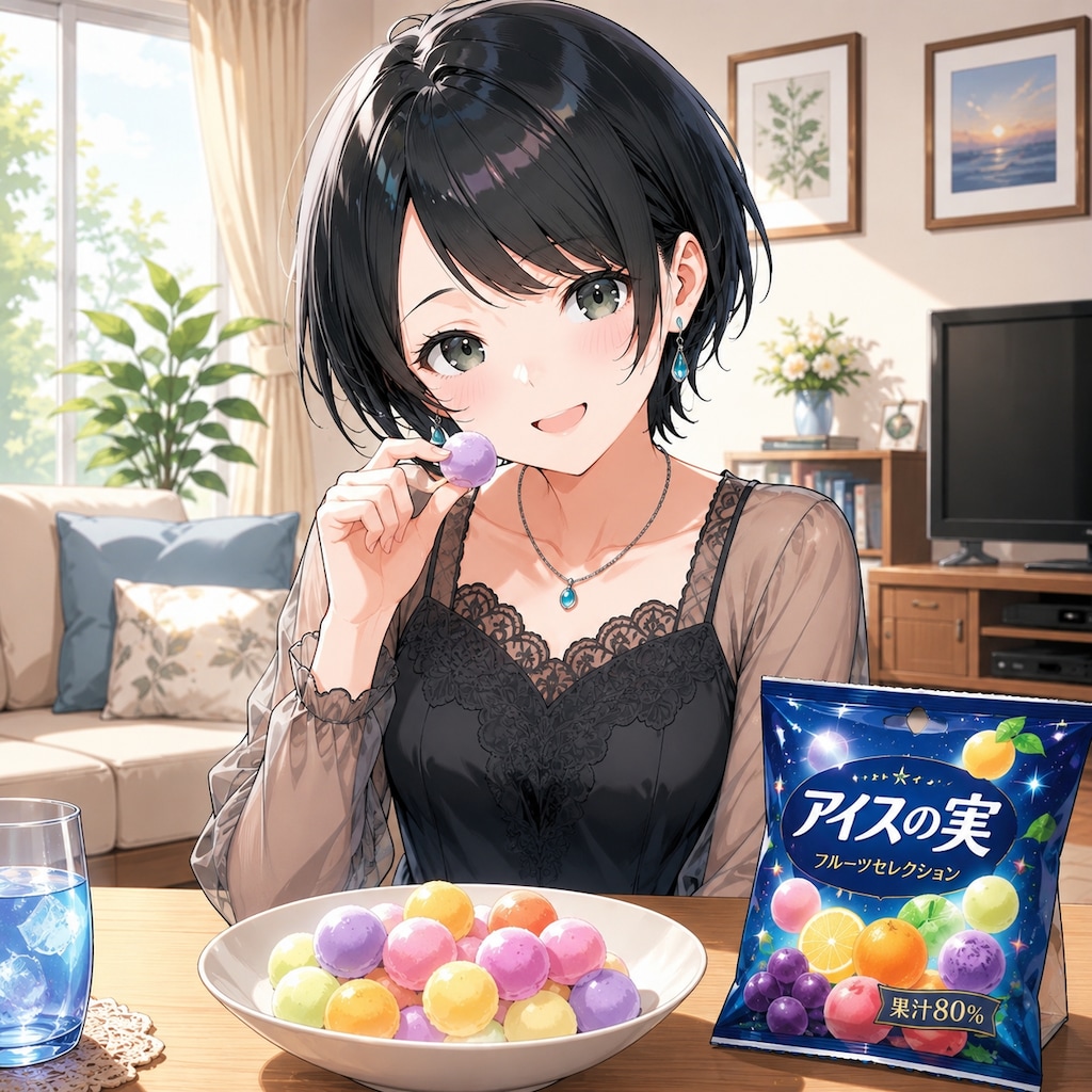 アイスの実をサイダーに入れて飲む藍音ちゃん
