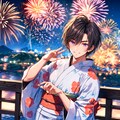 花火大会と、黒髪短髪男性＊(3枚) 2枚目