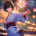 花火大会と、黒髪短髪男性＊(3枚) 3枚目