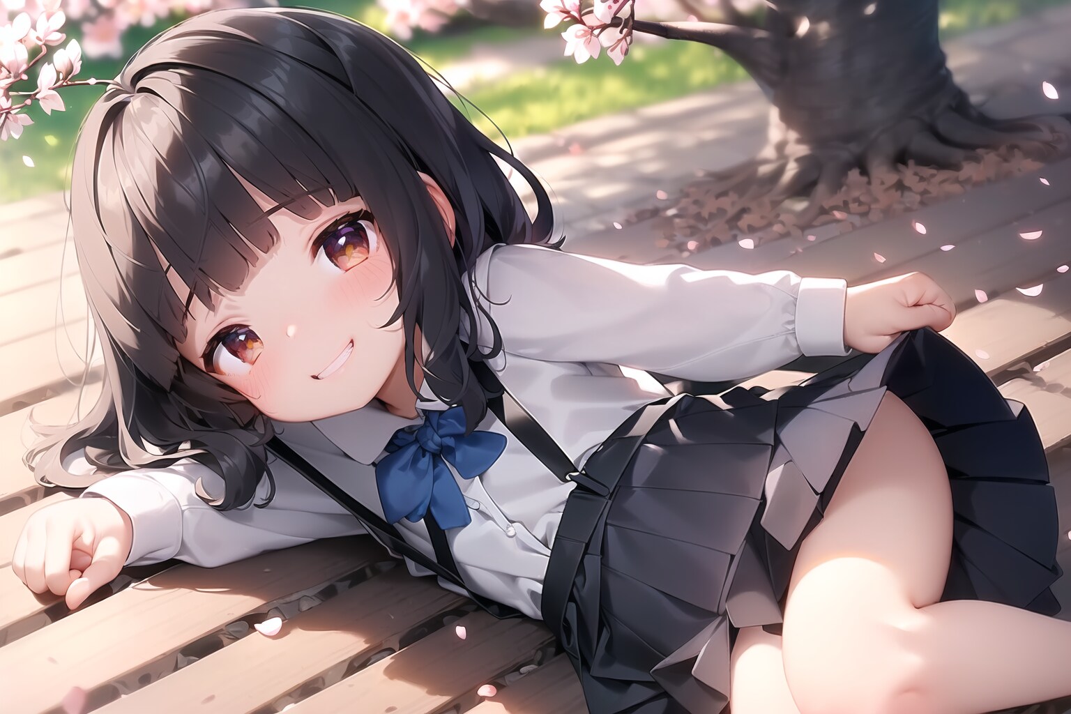 桜の木の下のマセガキ♀