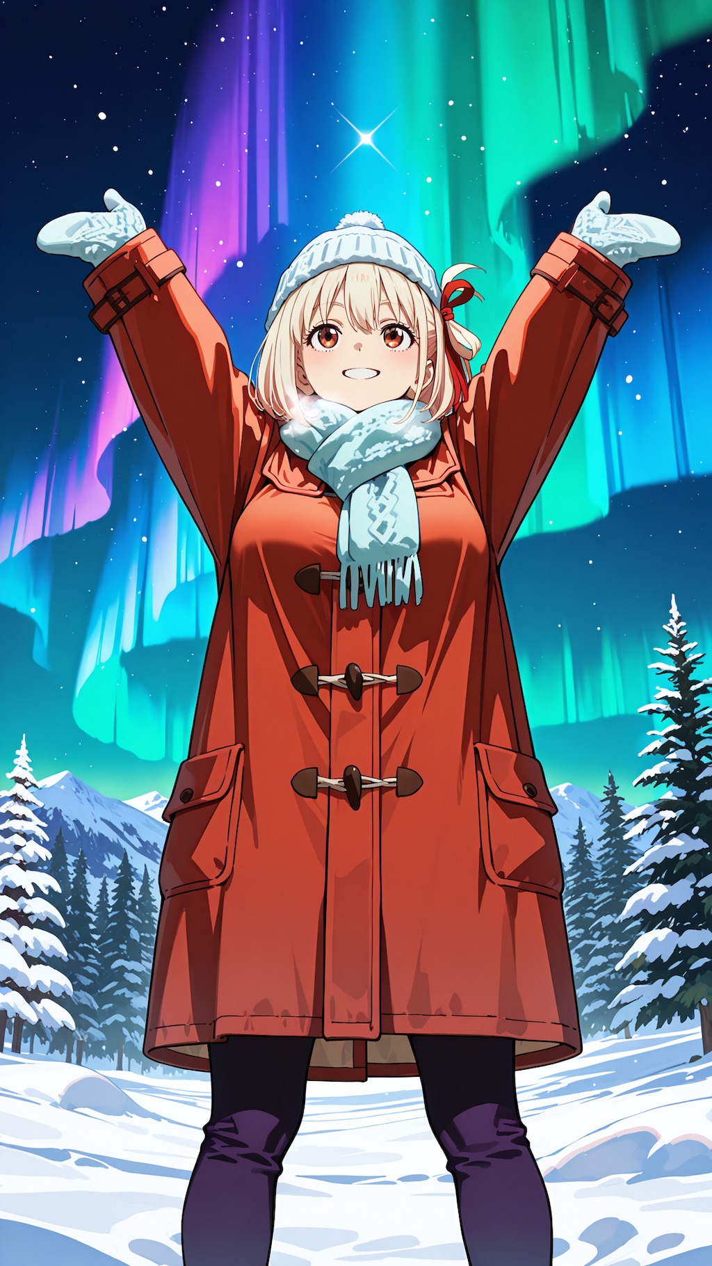 雪原のオーロラ