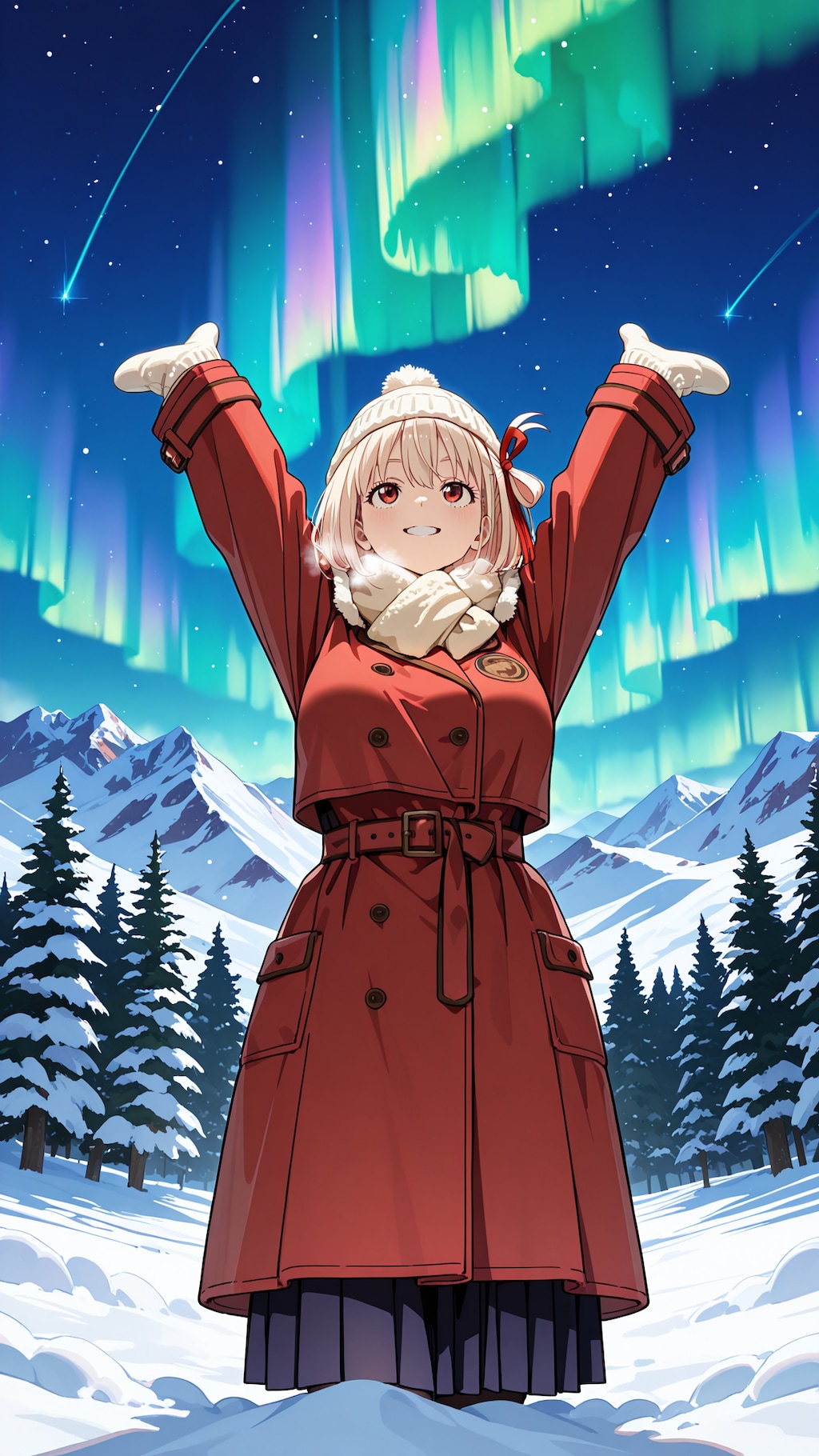 雪原のオーロラ