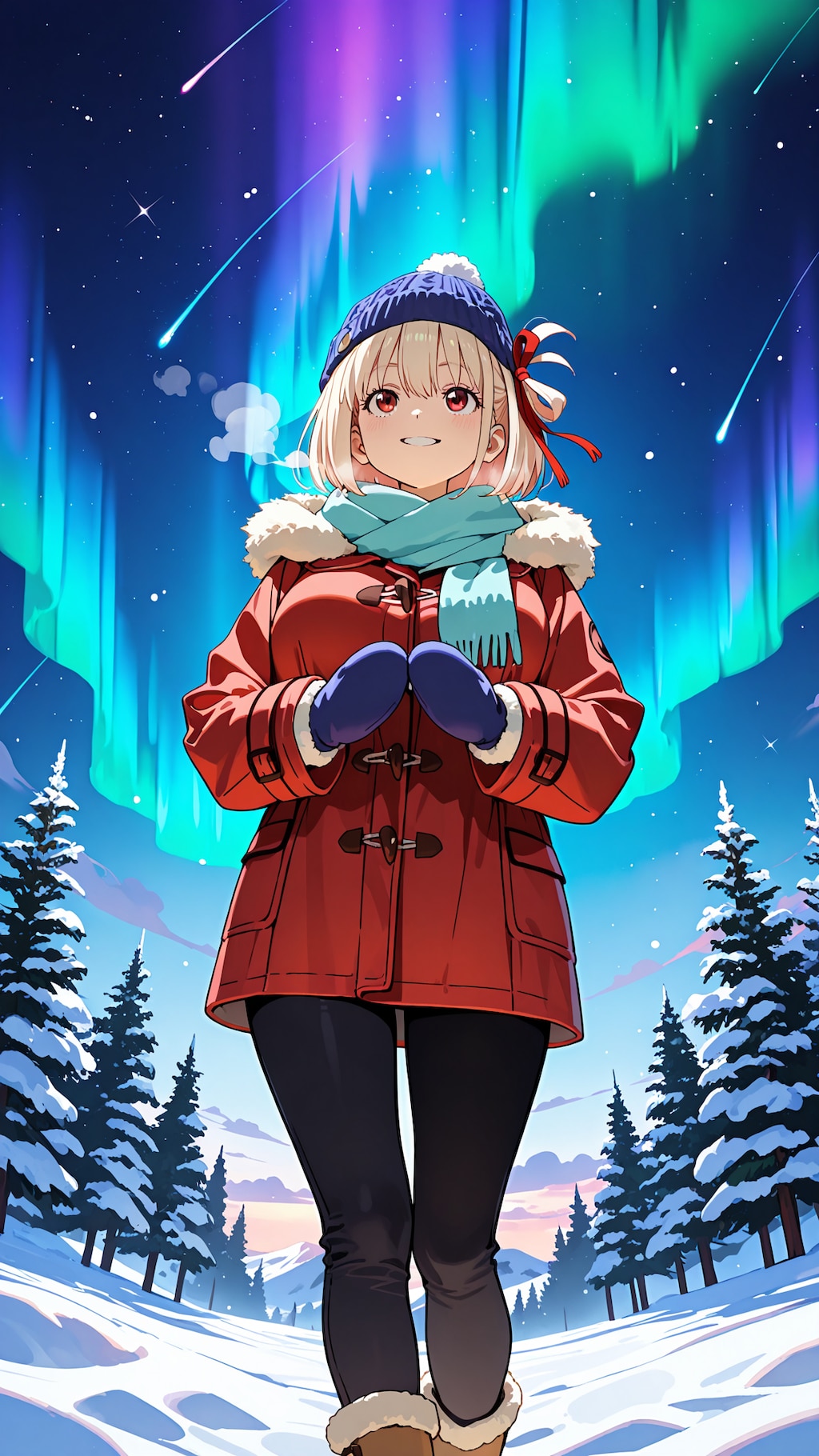 雪原のオーロラ