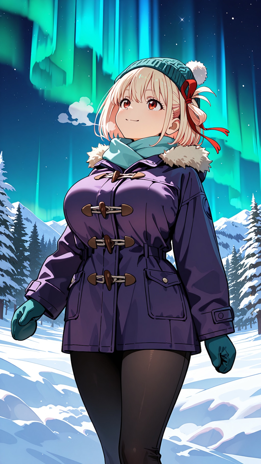 雪原のオーロラ