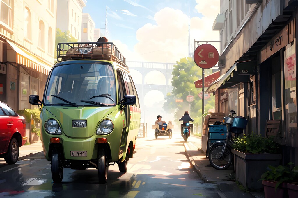 異なる世界の車に街角