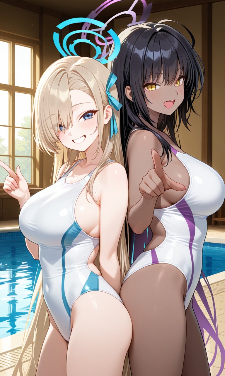 アスナとカリン　競泳水着