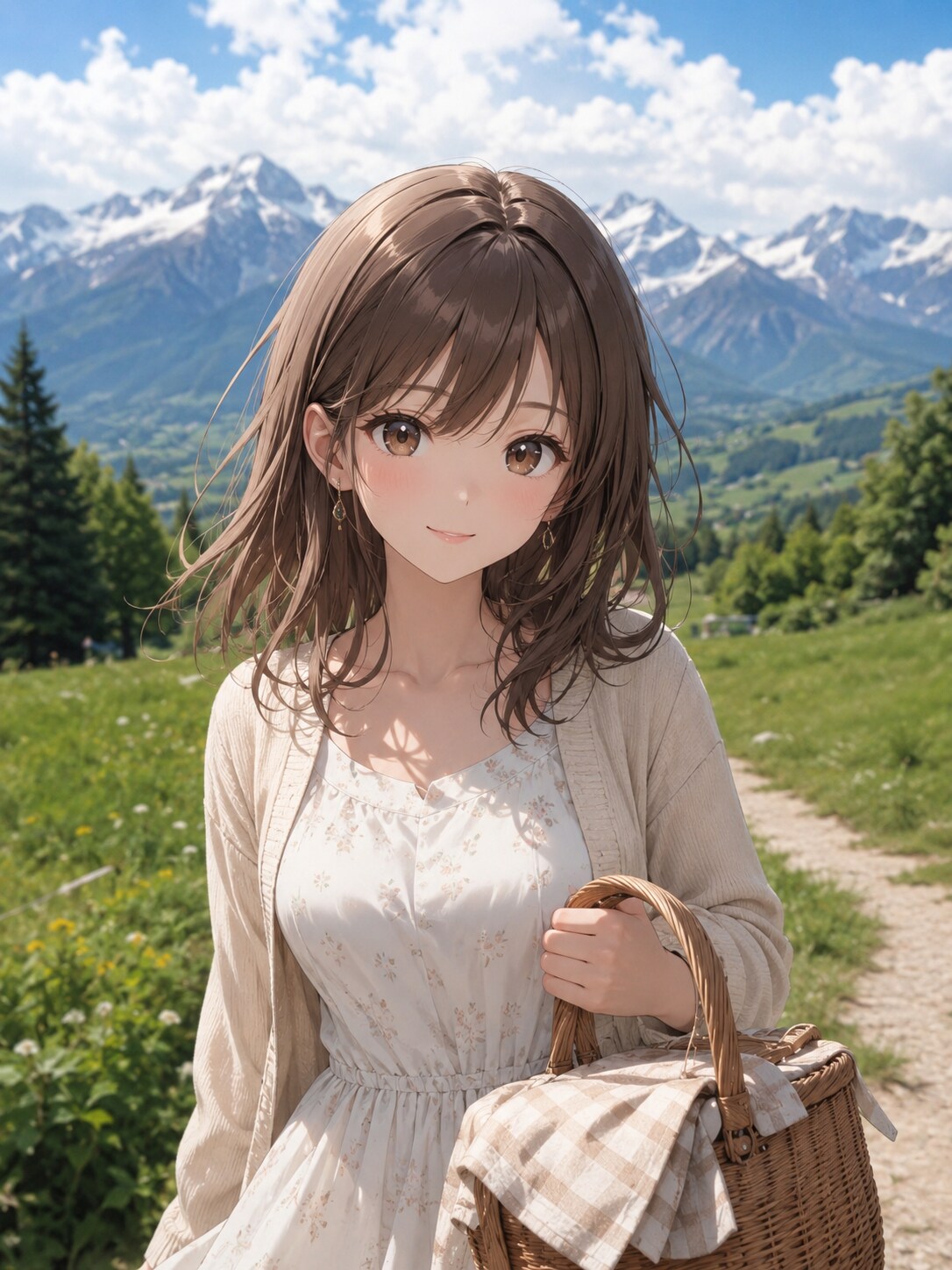 ピクニックの女性