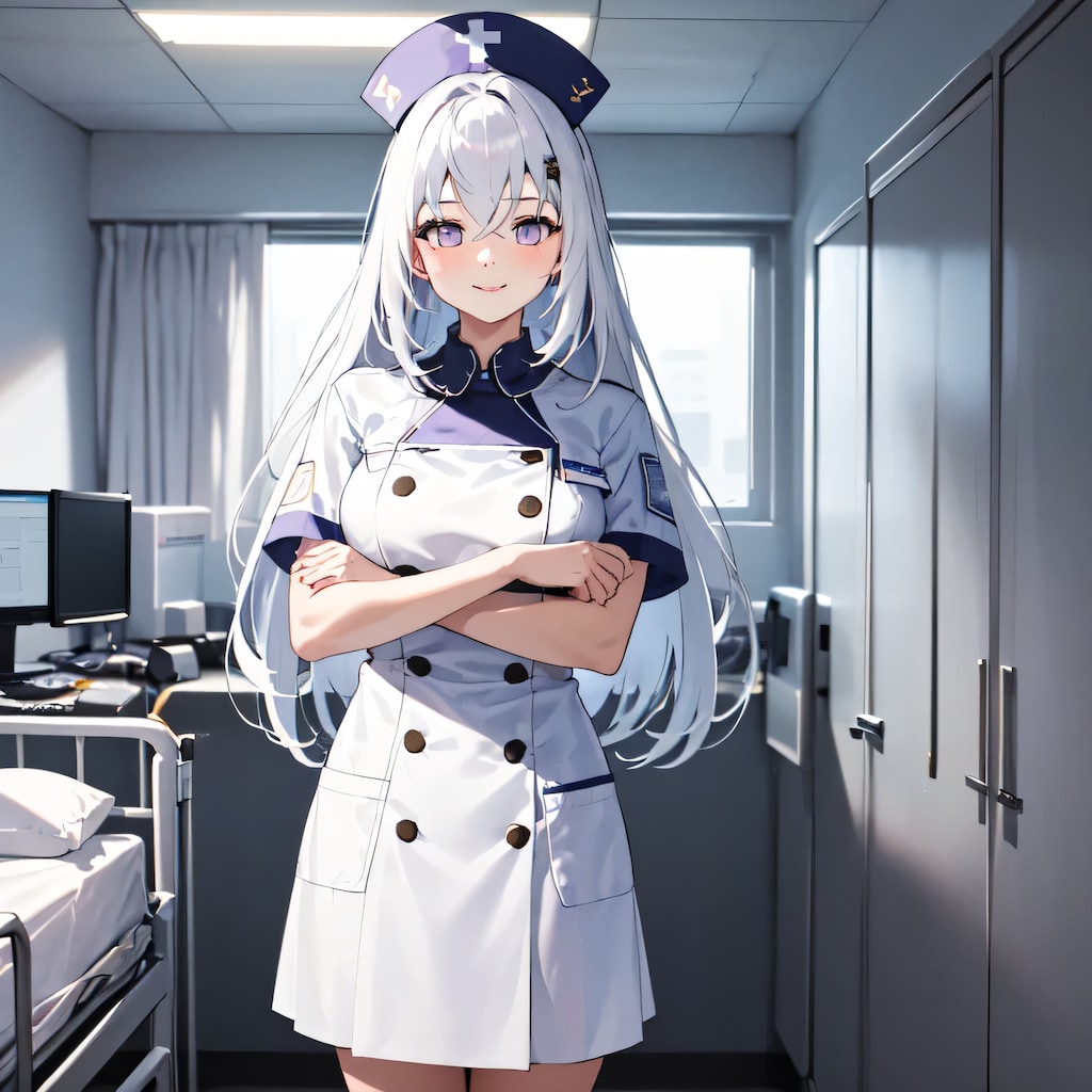 白髪ロングで白衣の少女１０