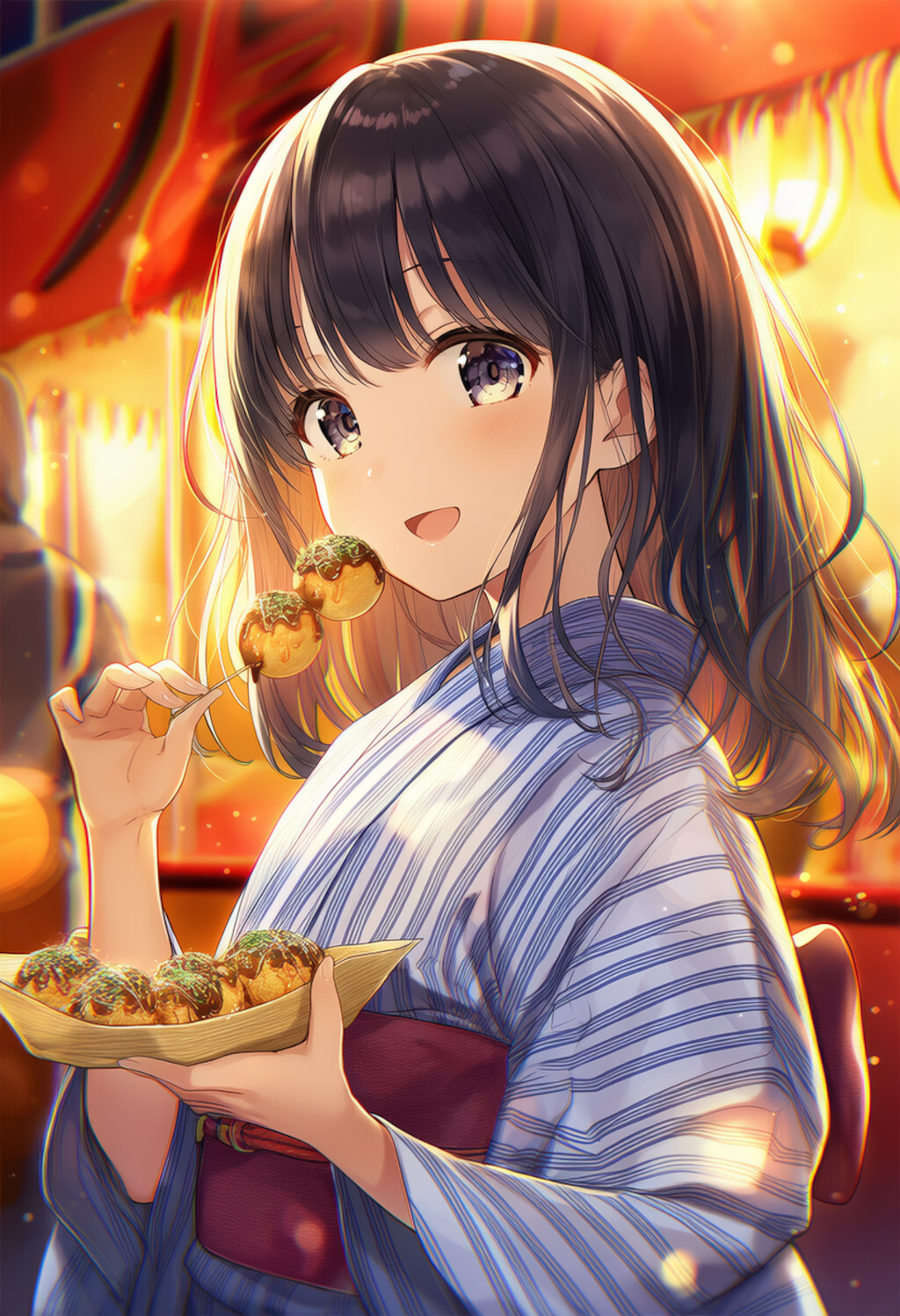 浴衣女子高生とたこ焼き