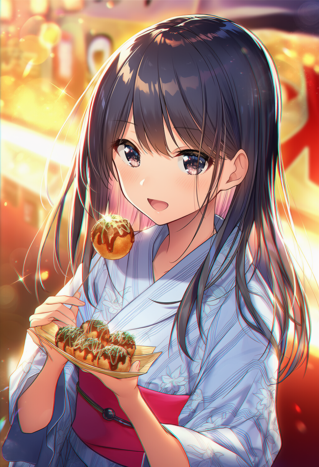 浴衣女子高生とたこ焼き