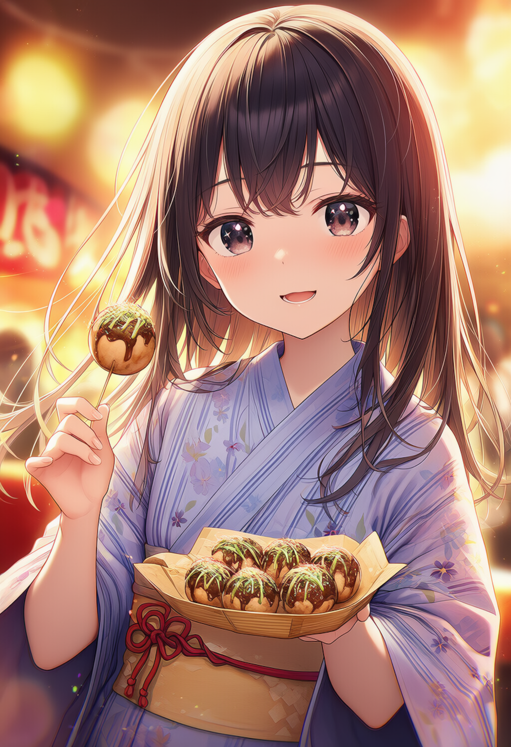浴衣女子高生とたこ焼き