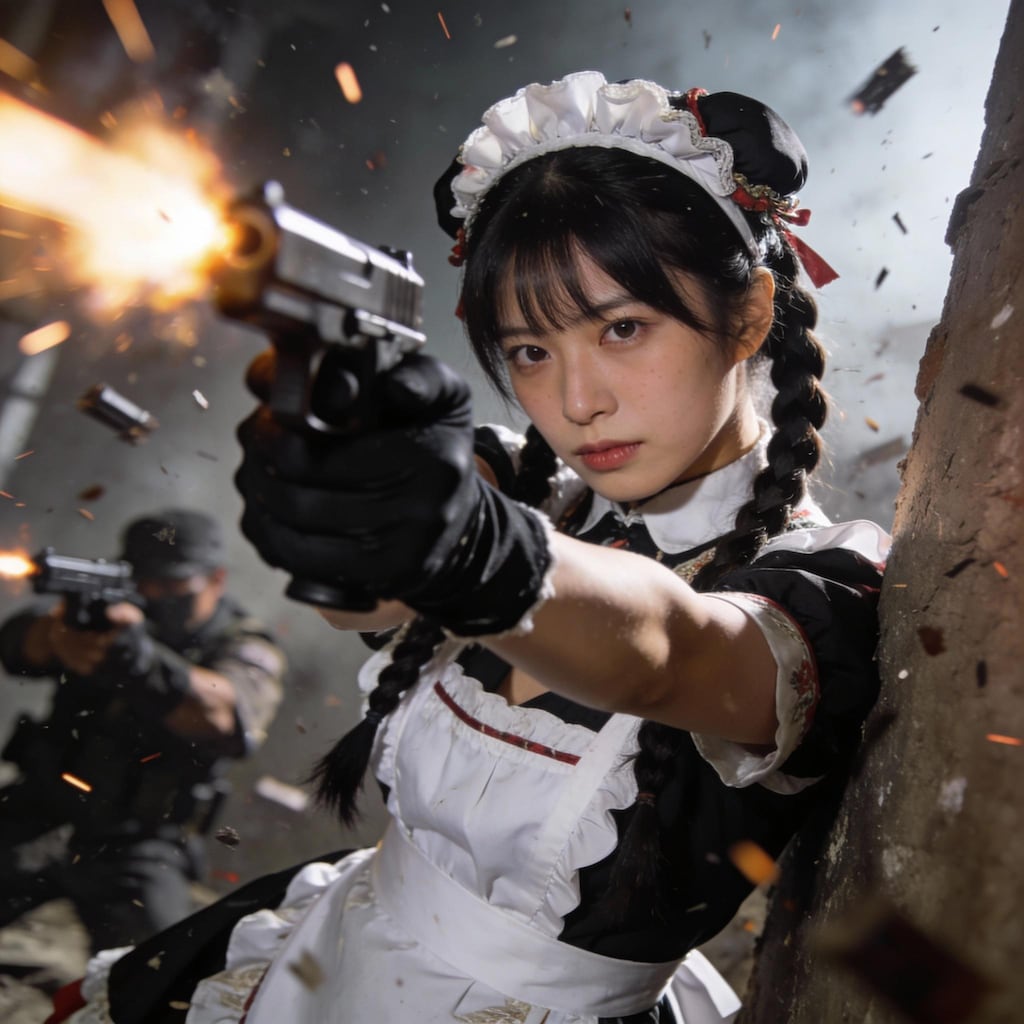 ちちぷいメイドアサルトチーム　Seedream4.5隊員、激戦の迫力凄い