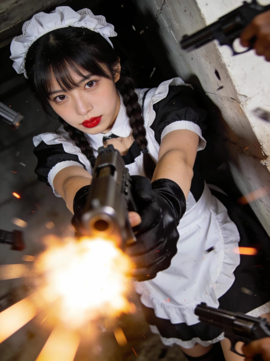 ちちぷいメイドアサルトチーム　Seedream4.5隊員、激戦の迫力凄い