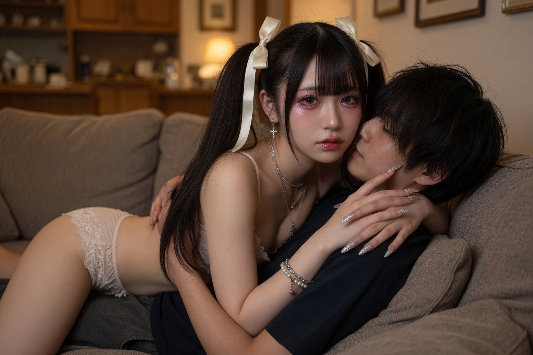 ソファーで？