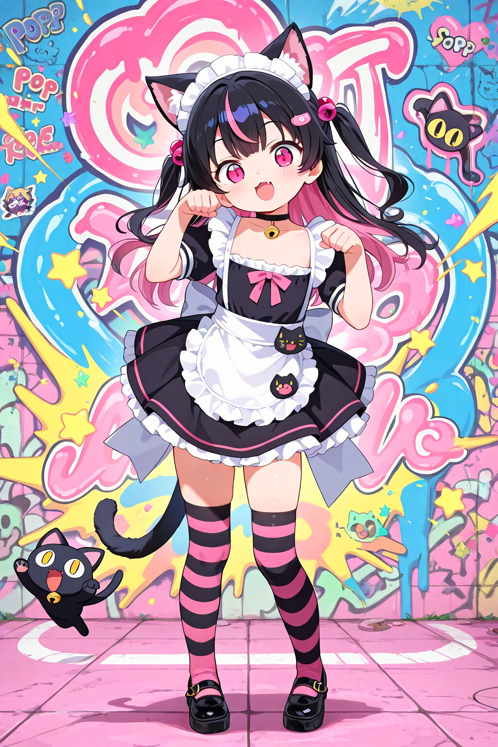 ブラック＆ピンクにゃんこ
