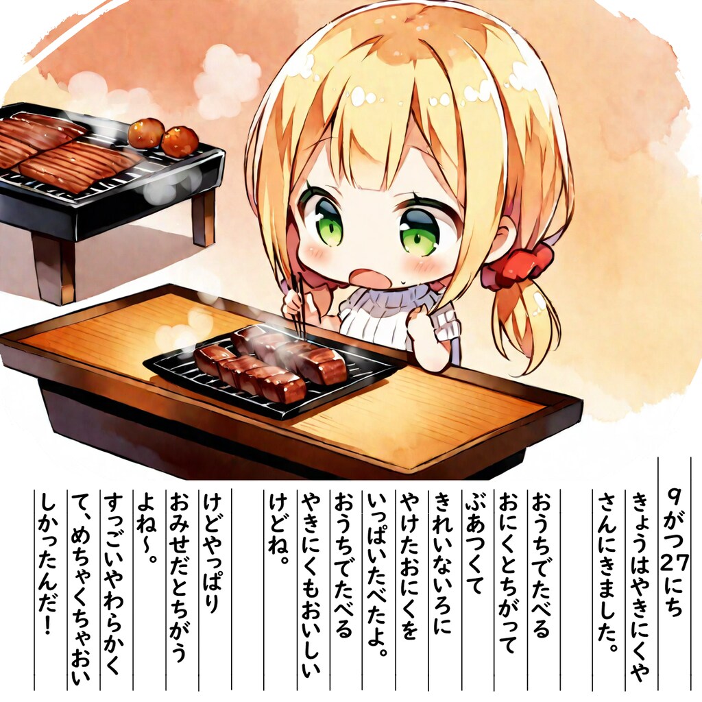 【絵日記】やきにくやさんです