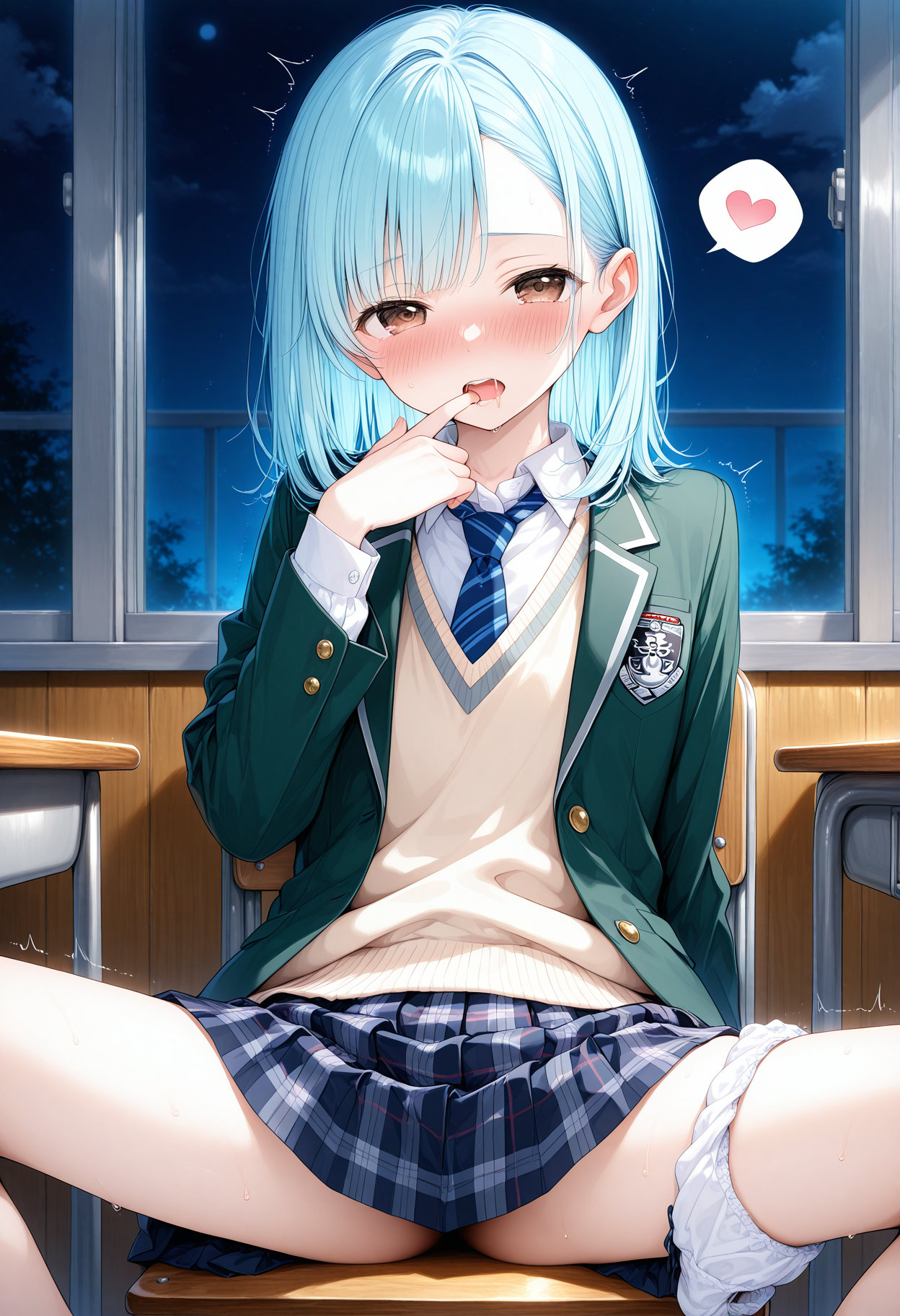 青髪 片足パンツ