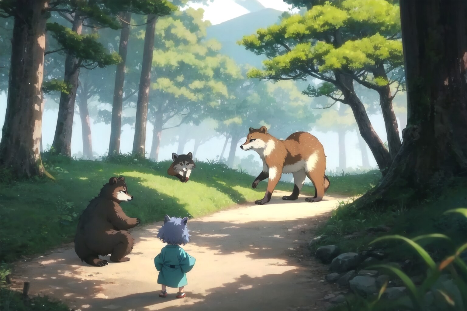 狐耳の童子 vs 森のキツネたち | の人気AIイラスト・グラビア