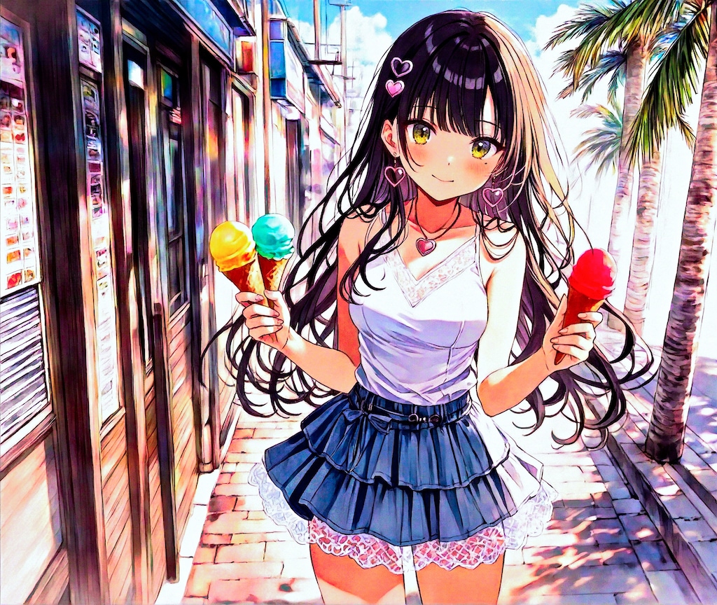 夏コーデとアイスクリーム