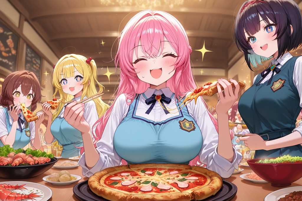 エビとピザパーティー