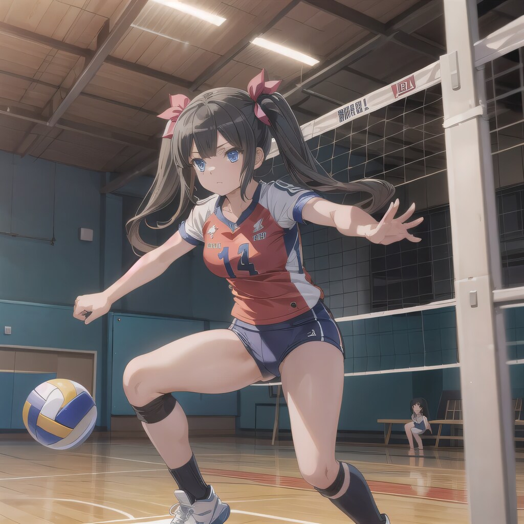 黒髪ツインテでユニフォームの少女４