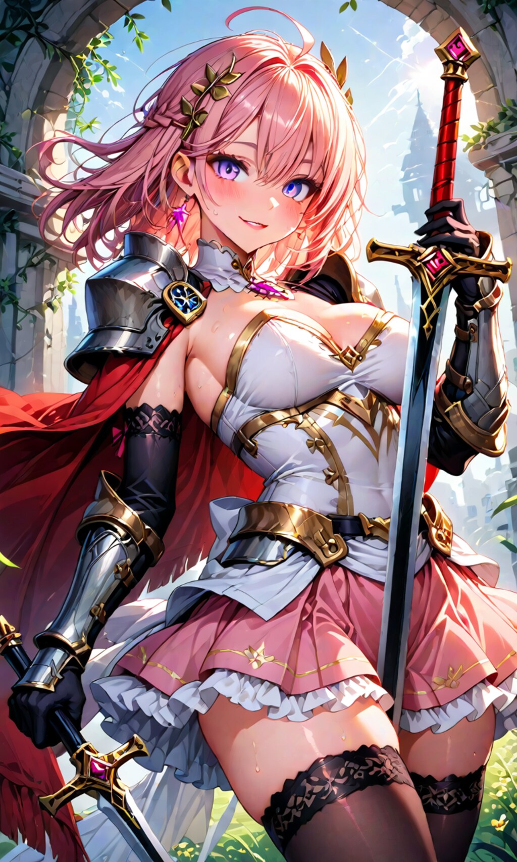 ピンク髪女剣士