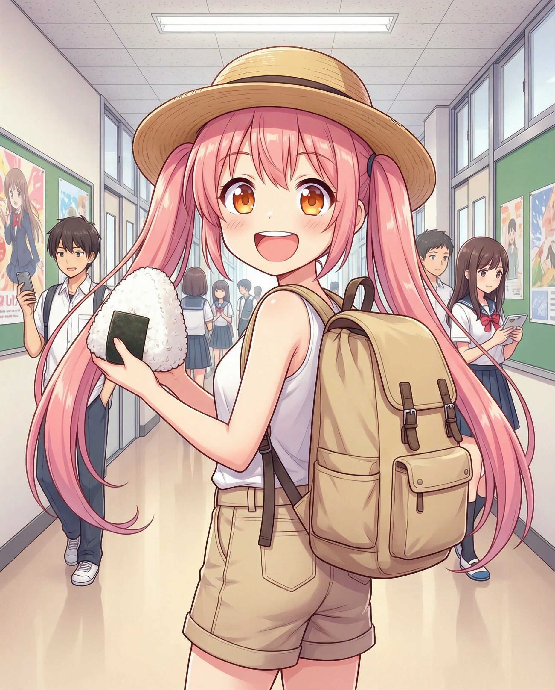 し、親切な人に　お、お、おにぎりを貰ったよ