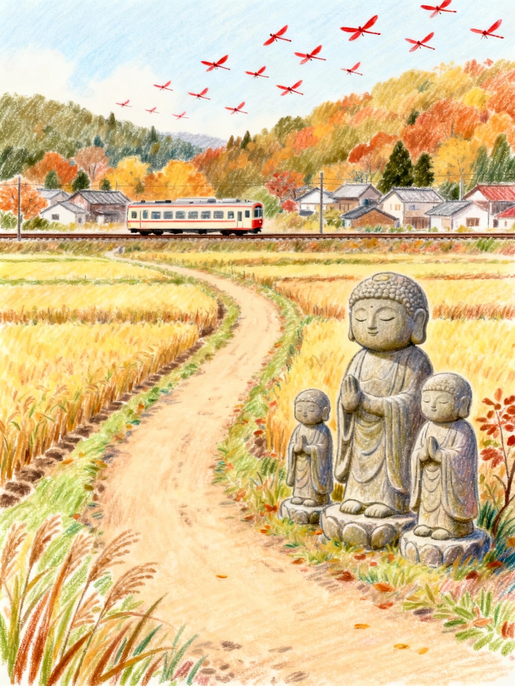 御地蔵様と赤とんぼ