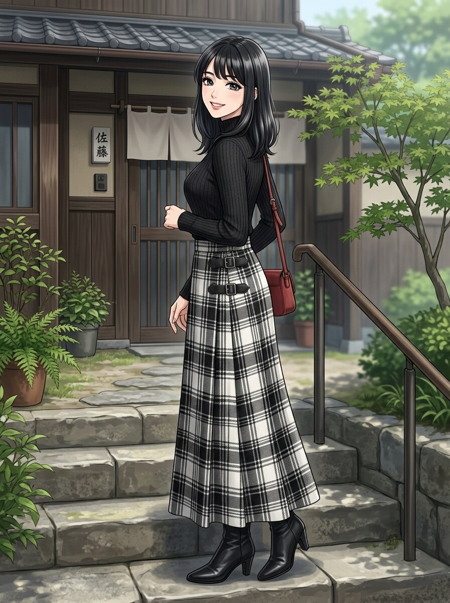 振り返る女性
