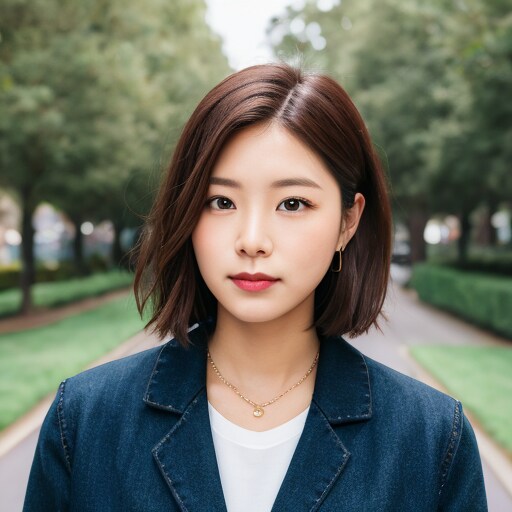 「Aラインショートボブの淑女」のポートレート写真