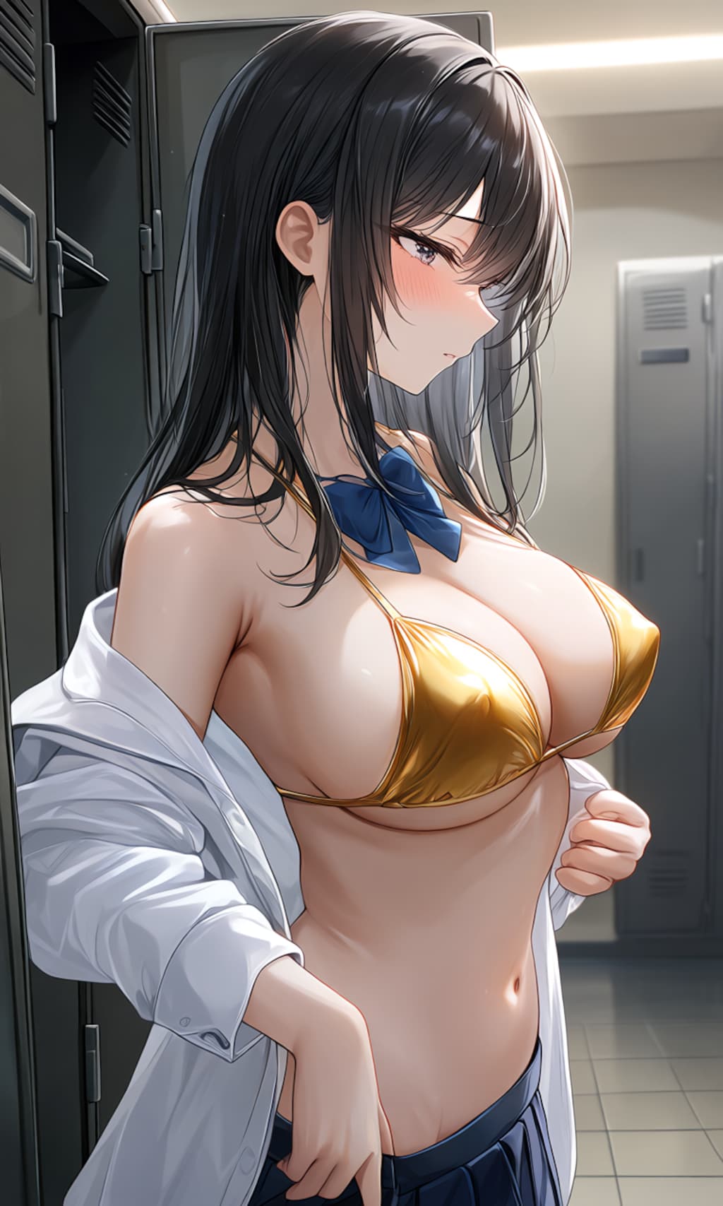 金ビキニに着替え中
