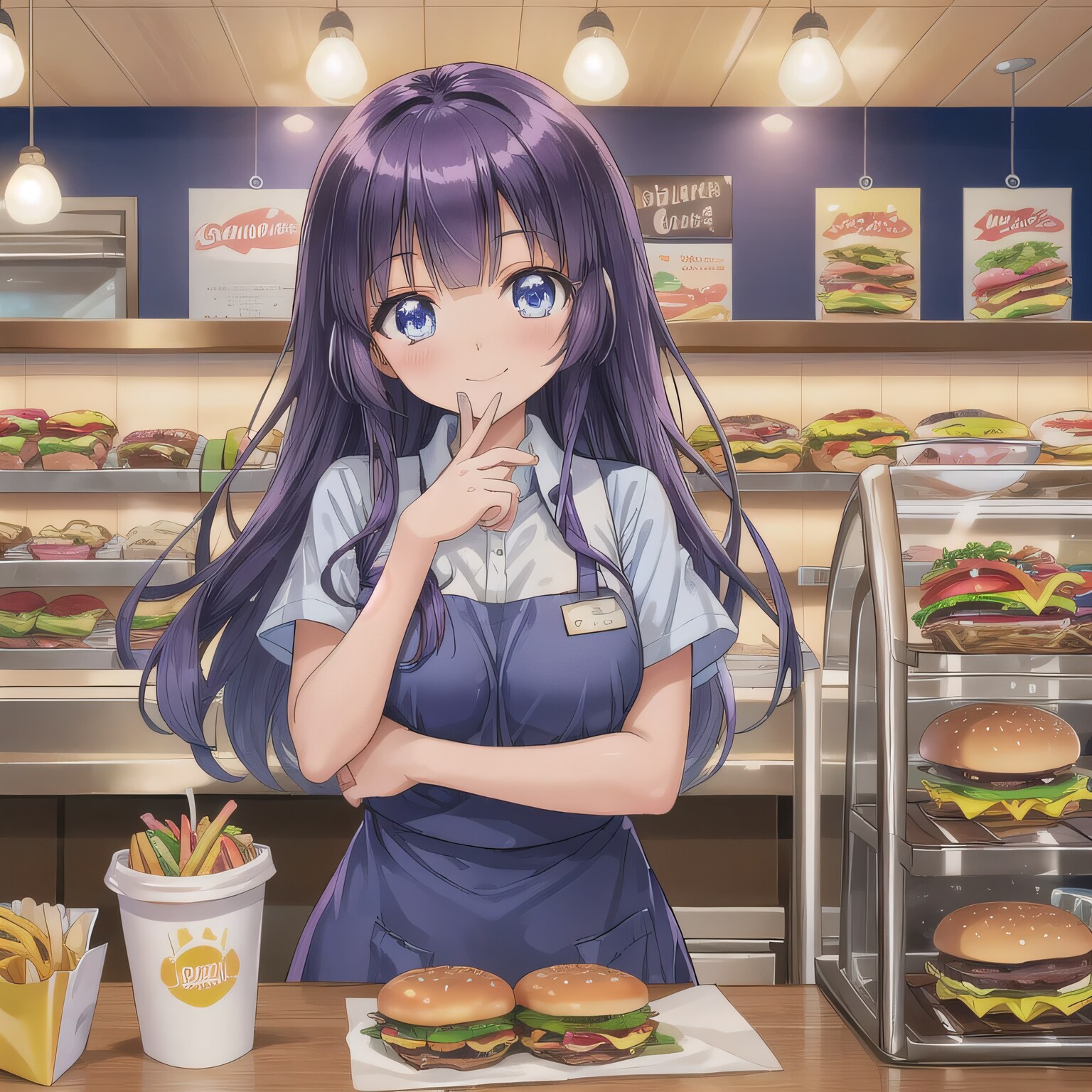 紫髪ロングでクルーの少女３ | の人気AIイラスト・グラビア