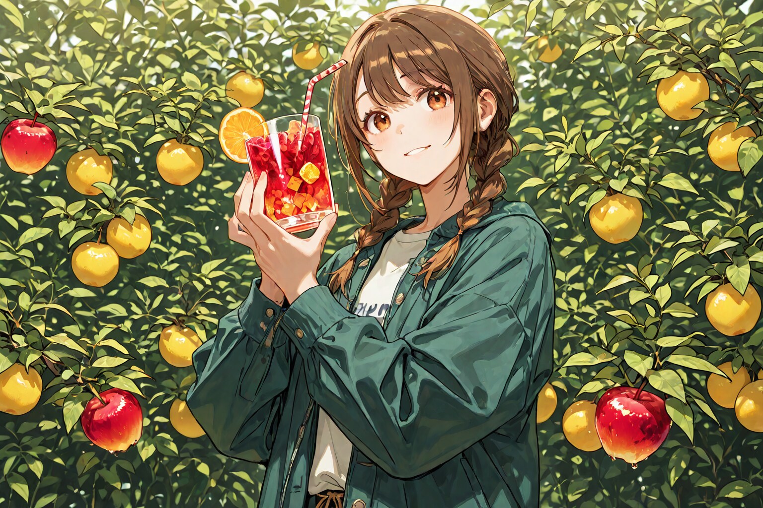 果樹園でフルーツポンチ | の人気AIイラスト・グラビア