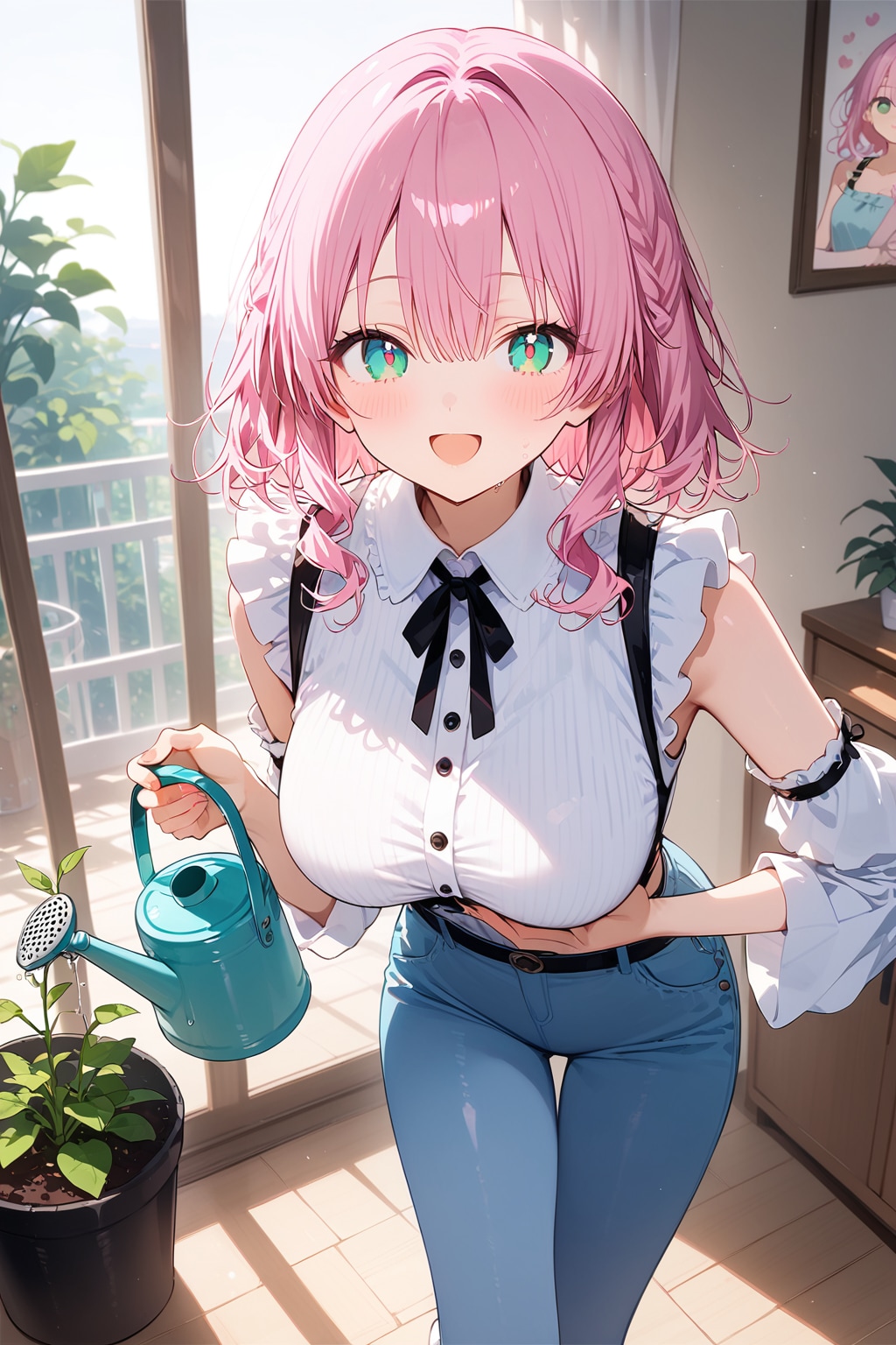 李々花と朝の水やり