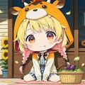 お野菜を収穫したアニマルフーディーちび子ちゃん 2枚目