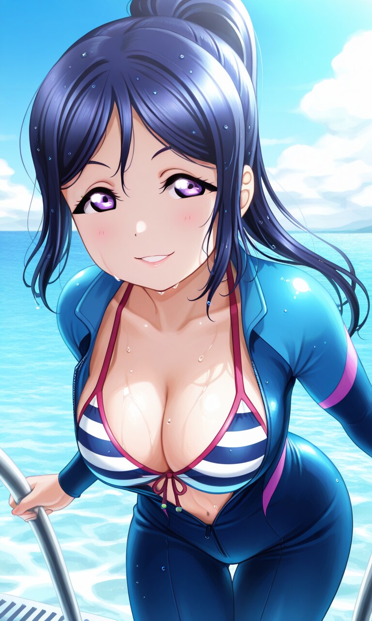 ウェットスーツ脱衣でビキニ見せ果南👙🤿🏖️😍❤️
