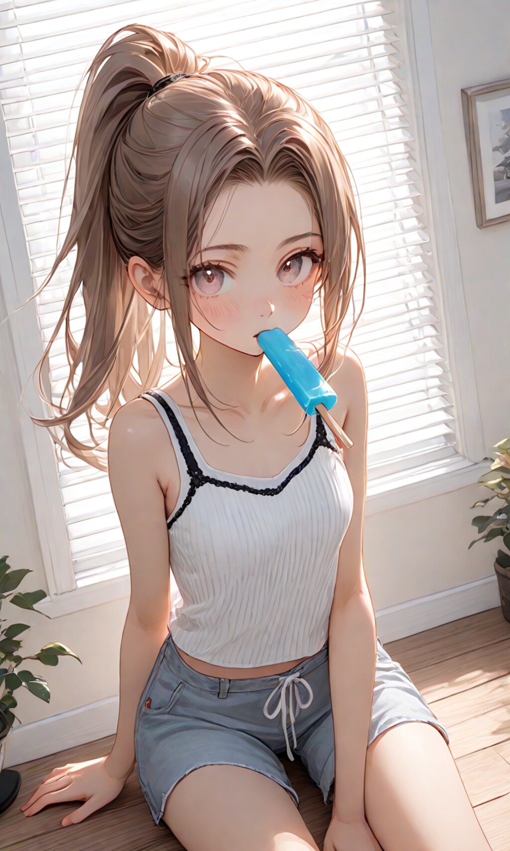 アイスを咥えてる子