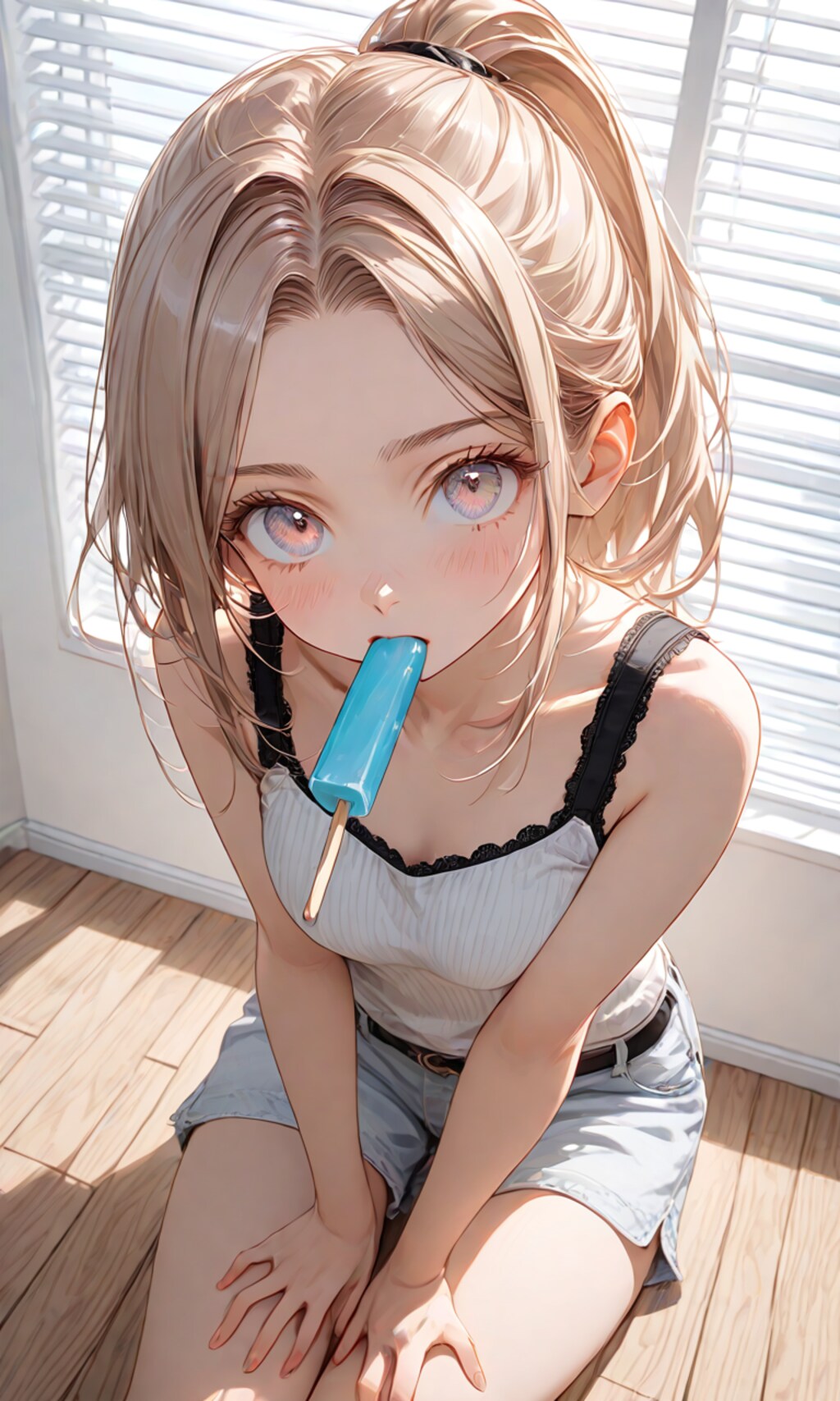 アイスを咥えてる子