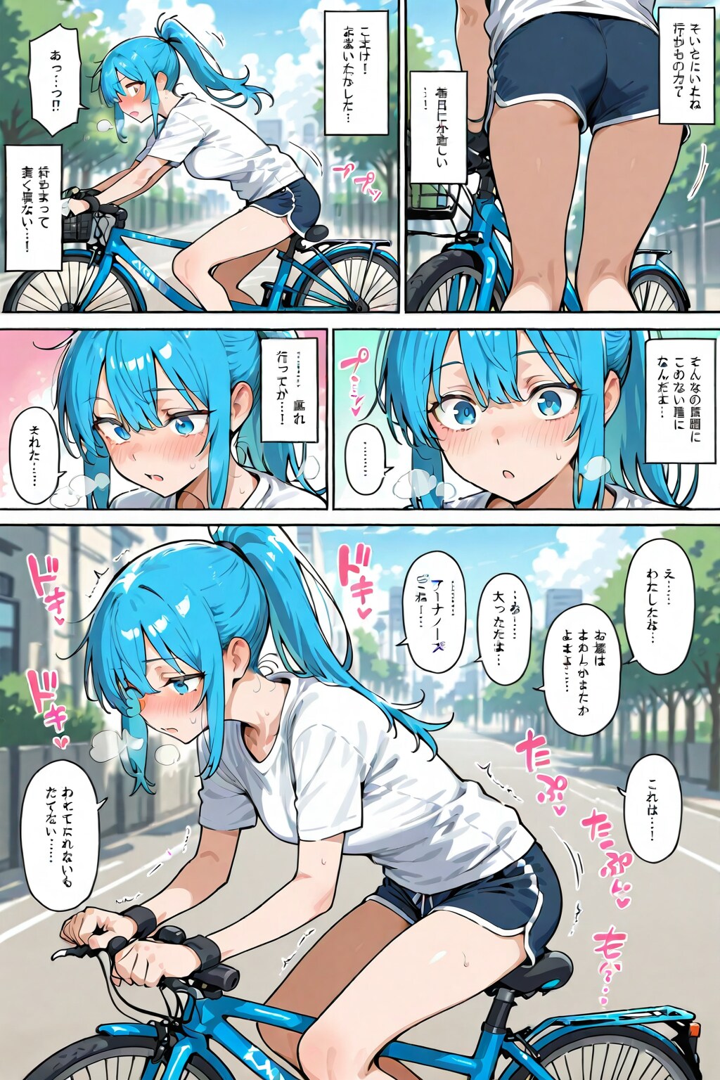 自転車のサドルに座る 漫画