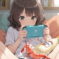 エビマヨ？をつまみながらゲームをするホカちゃん 2枚目
