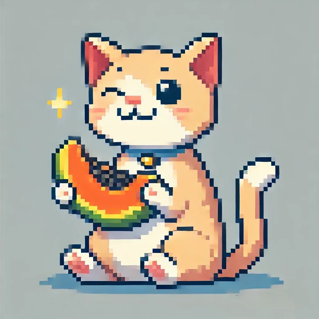 パパイヤを食べる猫
