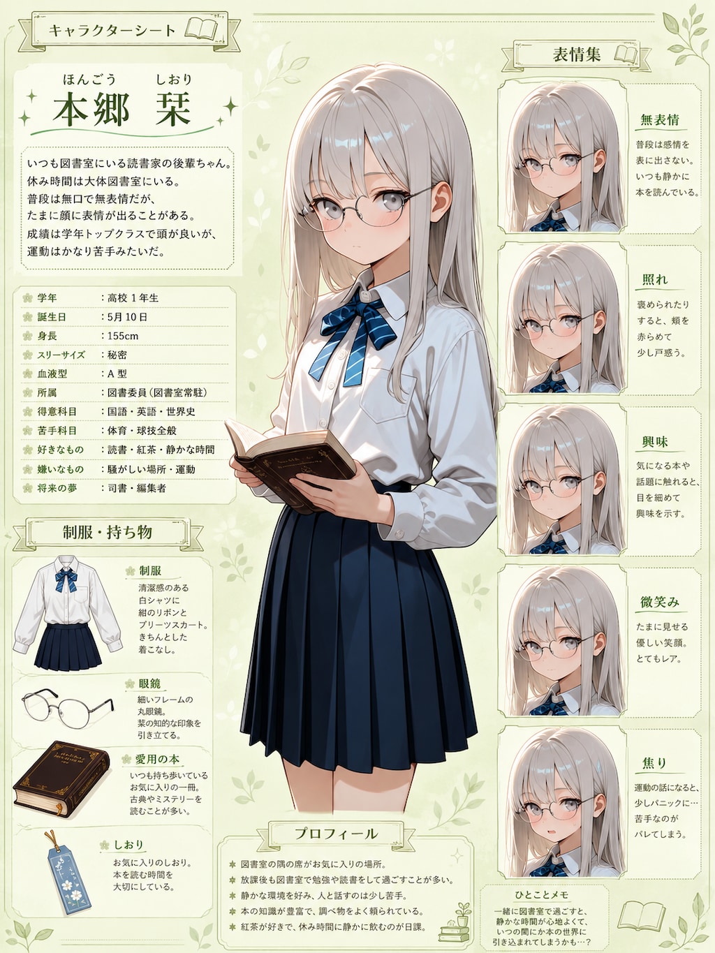 キャラクターシート栞ちゃん